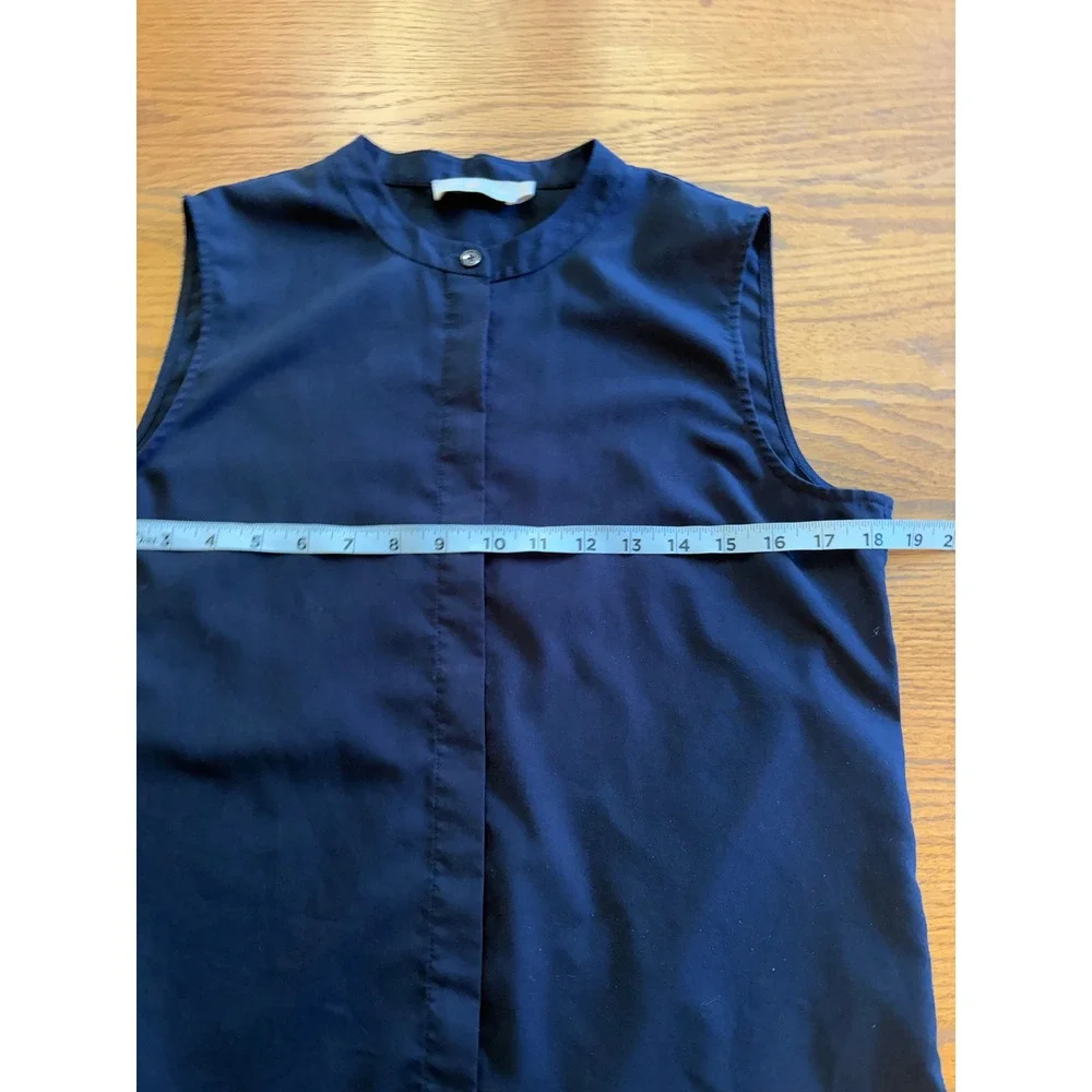 Tory‎ Burch Navy Blue Sleeveless Mandarin Collar Button Front Blouse Size 6